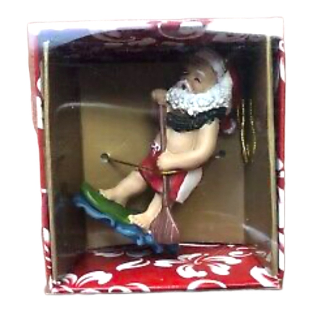 NIB Hawaiian Island Heritage Paddleboarding Santa Christmas Ornament Holiday
